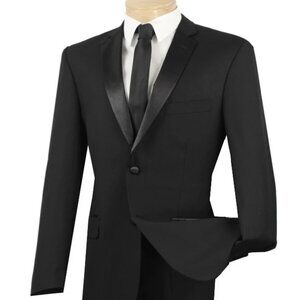Black Slim Notch Tuxedo Black